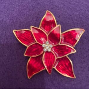 Vintage Eisenburg Ice Enameled Poinsettia Flower Brooch
